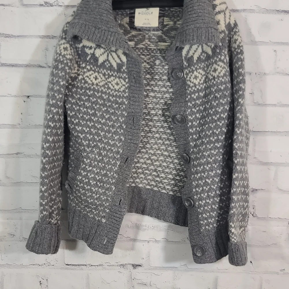 Aerie Wool Blend Fair Isle Button Up Cardigan XS - Picture 2 of 7